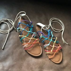 Rainbow Tie up sandals